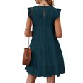 thumbnail image 2 of Faithtur Women Casual Pleated Dress, Adults Spring Solid Color Round Neck Short Sleeve One-piece, 2 of 3