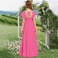 thumbnail image 3 of XIMIN Girls Plus Size Square Neck Solid Color Chiffon Bridesmaid Dresses Formal Cocktail Party Dresses with Sleeves Ruffle High Low Evening Formal Dress, 3 of 5