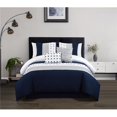 thumbnail image 1 of Chic Home BCS25401-US Lanny Comforter Set with Block Pleated Ribbed Embroidered Design Queen Bedding - Decorative Pillows Shams, Navy - 5 Piece, 1 of 1