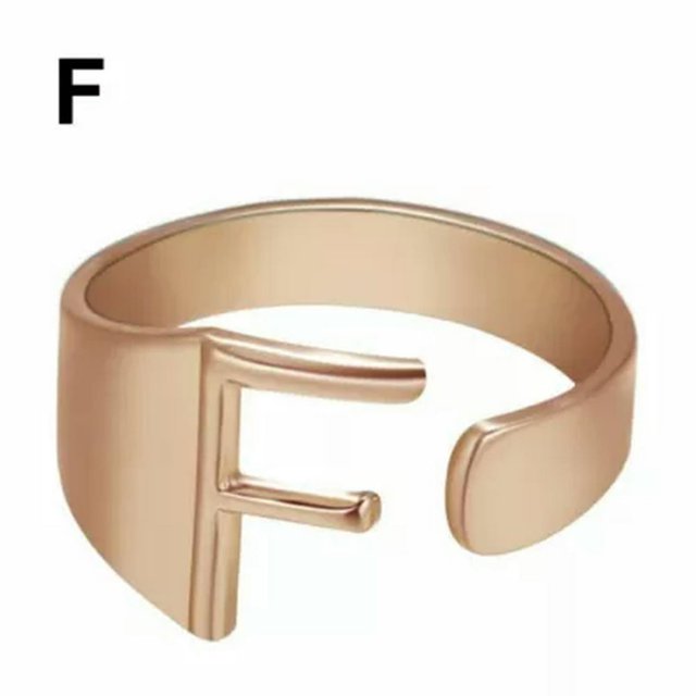 CUITING Bague Mode Ajustable Initiale Alphabet Lettre A-Z Bagues pour Femmes Bijoux-Argent C