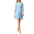 thumbnail image 1 of INSPIRE CHIC Women's Solid Cute V Neck Half Sleeve Flowy A-Line Chiffon Dress, 1 of 7