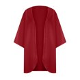 thumbnail image 3 of TIMIFIS Womens Floral Chiffon Kimono Cardigans Loose Beach Cover Up Half Sleeve Tops-Red-XXXXXLFall s, 3 of 7