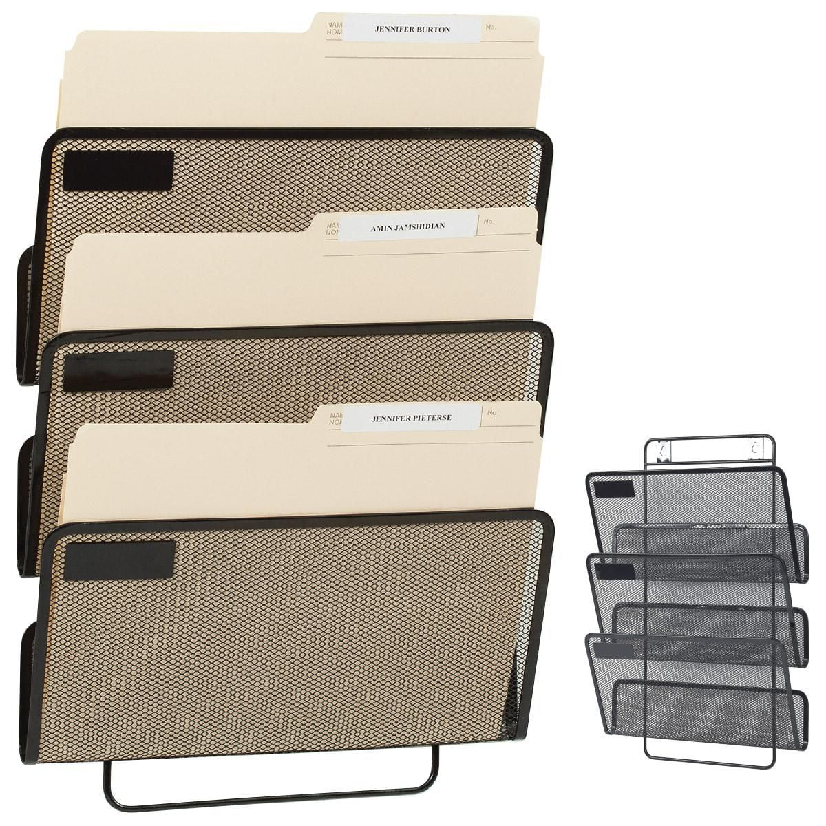 Merangue 3-Slot Mesh Wall File Organizer, Black