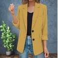 thumbnail image 1 of Clearance Sale! Cardigan for Women Women's Cardigans Womens Casual Jacket Pockets Long Sleeve Front Button Work Lapel Button Jacket Gold L, 1 of 9