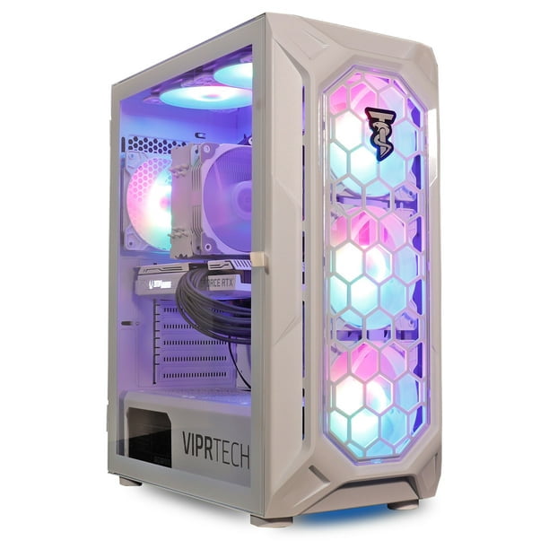 ViprTech Ghost Gaming PC - AMD Ryzen 7 (4.4Ghz), RX 580 8GB, 16GB DDR4, 500GB SSD, Arctic White,
