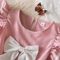 thumbnail image 3 of Landzoo One Robe à Manches Courtes pour Filles Tout-Petits Couleur Unie Nœud Papillon Vêtements Robe Mignonne et à la Mode pour Enfants, 3 of 8