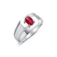 thumbnail image 4 of RYLOS Men's Rings 14K White Gold Ring Classic Solitaire 7X5MM Oval Shape Gemstone Designer Band Ruby July Birthstone Rings For Men Size 10, 4 of 5