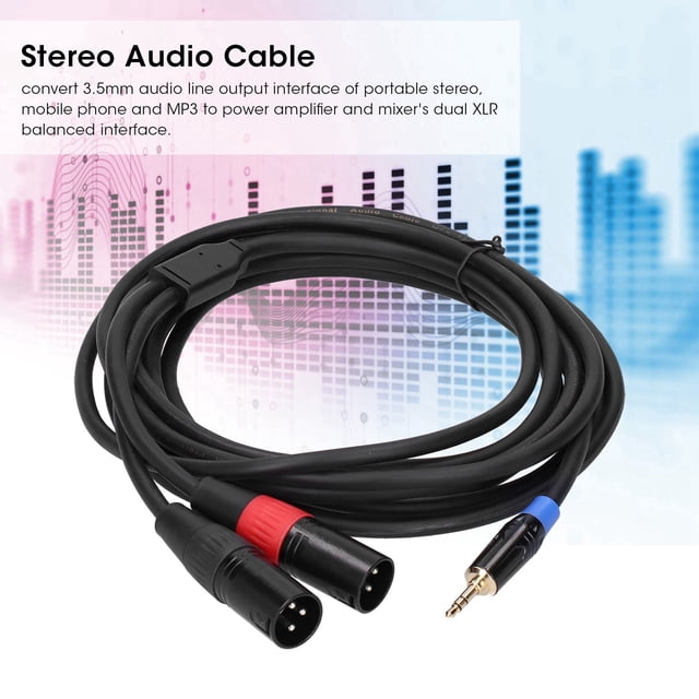 3.5mm to Dual XLR Stereo Cable, PVC 1/8 Inch to 2 XLR Male Microphone Cable, Y Splitter Adapter Cable Cord