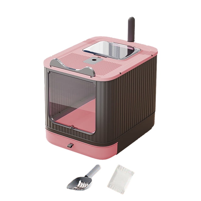 Litière pour Chat Fermée avec Couvercle Amovible et Plateau pour Intérieur, Design avec Poignée de Transport Pratique