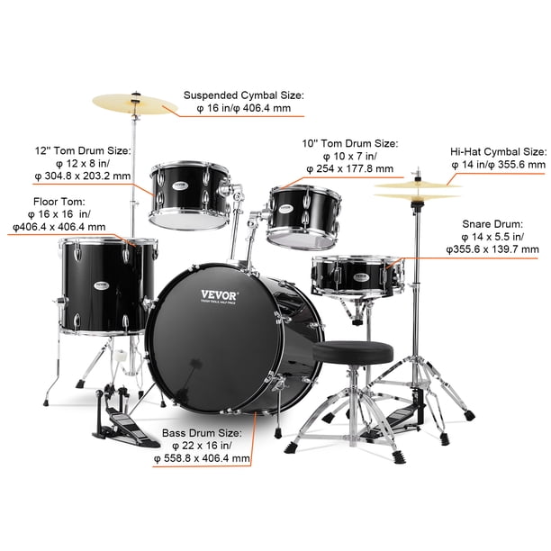VEVOR Adult Drum Set, 5-Piece, 22 inches Complete Full Size Drum