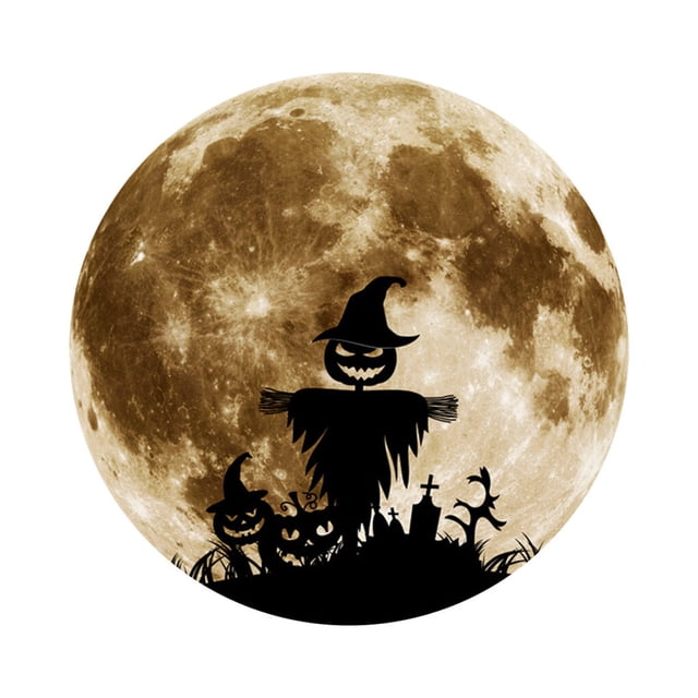 Baohd Halloween Sticker Self-adhesive Fluorescent Decal PVC Window Wall Luminous Moon Party Decoration, YHW009