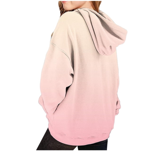 MeetoTime Sweat à Capuche pour Filles avec Poches Automne Surdimensionné Manches Longues Dégradé Décontracté 2-14 Ans
