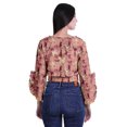 thumbnail image 2 of Moomaya Haut Court Imprimé pour Femmes Style Portefeuille Haut à Volants Manches Longues Blouse Décontractée d'Été, 2 of 5