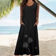 thumbnail image 4 of RKSTN Robes d'Été pour Femmes Décontractées en Coton et Lin à Col Rond Sans Manches Robes de Plage Amples Grande Taille à Imprimé Floral Évasées Maxi, 4 of 5