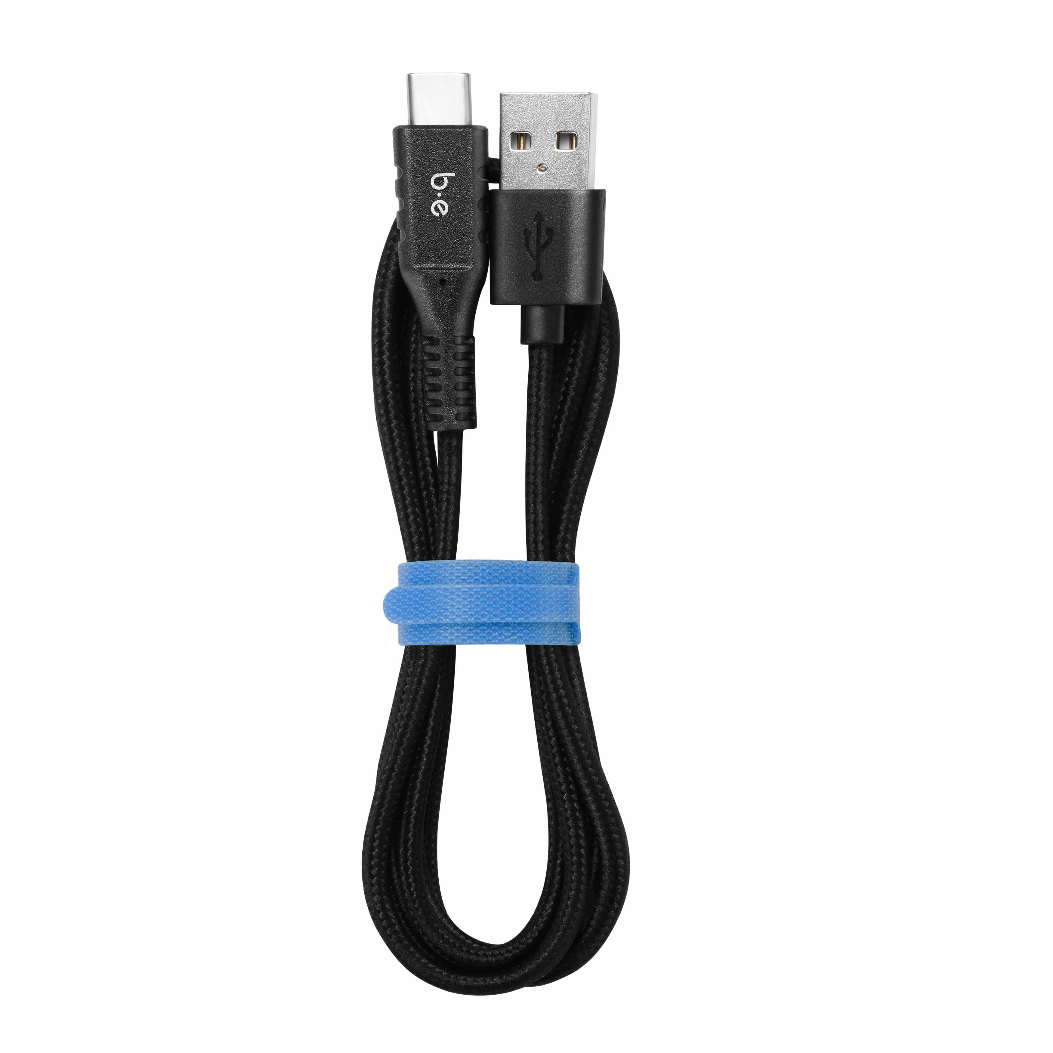 Blu Element Câble Tressé de Charge/Sync USB-C vers USB-A 4ft Noir