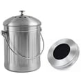 thumbnail image 4 of Odorless Stainless Steel Compost Bucket for Kitchen - Kitchen Compost Bin - Includes Replacement Charcoal Filters (Shiny Stainless Steel, 5 Liters), 4 of 5