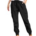 thumbnail image 1 of Yuyuzo Womens Cargo Pants High Waisted Elastic Drawstring Cinch Bottom Loose Casual Solid Color Trackpants with Pockets, 1 of 7