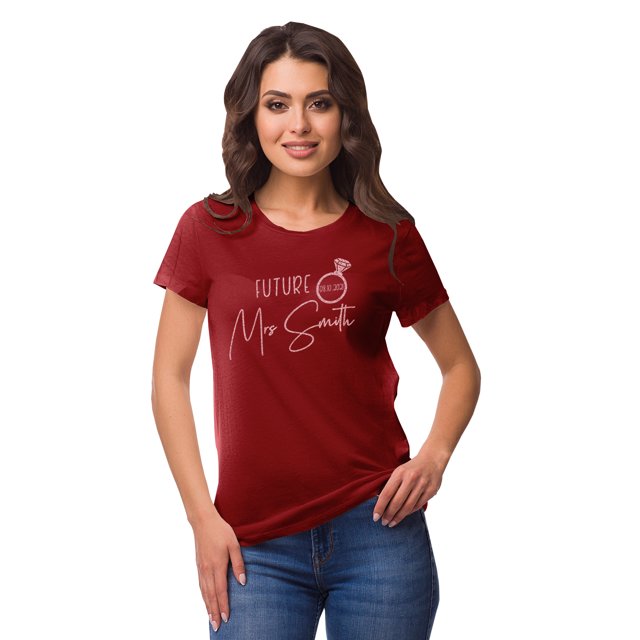 Inkdotpot Personalized Womens Tshirt Top Future Mrs WeddingAnnouncement Shirt-6P