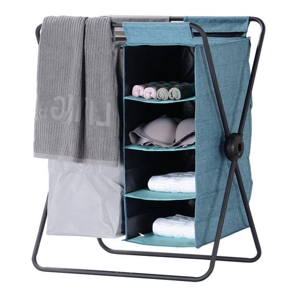 Foldable 3-in-1 Laundry Hamper with 4 Layer Storage Removable Rack, X-Frame Clothes Laundry Basket Sorting Bags Organizer