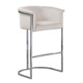 thumbnail image 1 of Cream Velvet Barstool Chair (Single) with Silver Metal Chrome Base, 1 of 3