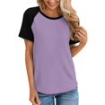 thumbnail image 1 of AherBiu T Shirts for Women Crew Neck Short Sleeve Comfy Tshirts Summer Casual Basic Tees Color Block, 1 of 5