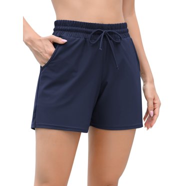 Charmo Women Swim Shorts Elastic Waistband Boardshorts Boyleg Built-in Brief Swimsuit Bottoms
