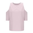thumbnail image 5 of Liquidation! Hauts Grande Taille pour Femmes, Blouse à Manches Courtes d'Été pour Femmes, Mode Féminine Manches Courtes Col Rond Ample Épaules Dénudées Blouse, 5 of 5