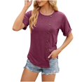 thumbnail image 1 of FAIWAD Women's Plus Size Summer Tops Short Sleeve Round Neck Side Split Button Casual Tunic Tops, 1 of 6