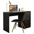 thumbnail image 2 of Madesa Compact Computer Desk Study Table for Small Spaces Home Office 43 Inch Student Laptop PC Writing Desks with Storage and Drawer, Modern Ergonomic Gaming Workstation - Black, 2 of 5