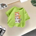 thumbnail image 5 of LUOGENLI T-Shirt pour Filles Enfant Filles Mignon Graphique Col Rond Manches Courtes Tee Été Décontracté T-Shirt Maxi Hauts Ensembles Filles Tenue 2 Pcs Décontractée Vert Clair 8-9 Ans, 5 of 5