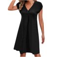 thumbnail image 1 of Robes d'Été Grande Taille pour Femmes 2024 à Col en V Décontractées à Boutons à Manches Courtes Robe Mini Économisez jusqu'à 65 % de Rabais!, 1 of 5