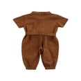 thumbnail image 3 of Girls Fashion Solid Color Pocket Single-Breasted Long Sleeve Jumpsuit, 3 of 8
