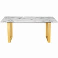 thumbnail image 1 of Rectangular Marble Dining Table with stainless steel polished gold base, Modern designe, 1 of 7