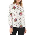 thumbnail image 3 of INSPIRE CHIC Women's Tie Ruffled Neckline Polka Dots Floral Blouse Tops, 3 of 6