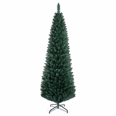 Costway Sapin de Noël Artificiel Vert en Forme de Crayon, 1,8 m, en PVC, avec Support Fin