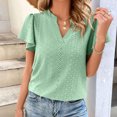 thumbnail image 3 of Birdeem Womens Spring and Summer Gold Lace Stitching V-Neck Solid Color Bottom T-Shirt Hollow Top, 3 of 8