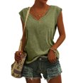 thumbnail image 2 of Pompotops Womens Solid Color Cap Sleeve Blouses T-Shirt Casual Loose Fit Basic Shirts Tank Tops, 2 of 8