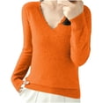 thumbnail image 2 of EGNMCR Chandail à Col Rond Mode Femme Décontracté Col Semi-Montant Couleur Unie Ample Base Tricoté Chandail Femme Blouse Polyester, 2 of 4