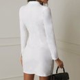 thumbnail image 4 of HKEJIAOI Liquidation des Ventes Robe Femme Mode Femme Uni à Double Boutonnage Boutonnée Style devant Robe Ajustée Blanche, 4 of 9