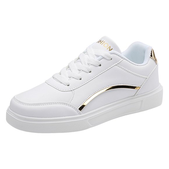 WEAIXIMIUNG Women's Sneakers with Arch Support Women Sports Shoes New Pattern Solid Color Fashionable Flat Bottom Comfortable and Lightweight Lace Up Seasonal Casual Shoes