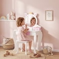 thumbnail image 2 of Qaba Coiffeuse pour Enfants avec Miroir et Tabouret, Motif Licorne, Blanc, 2 of 10
