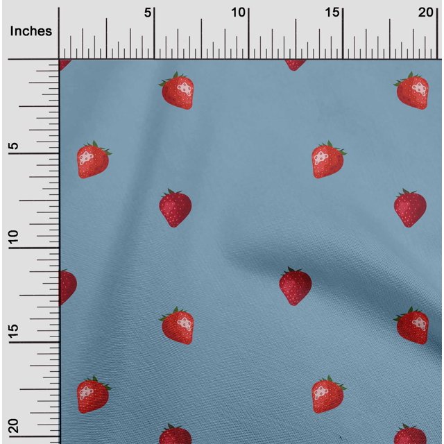 oneOone Viscose Chiffon Fabric Strawberry Fruit Printed Craft Fabric BTY 42 Inch Wide