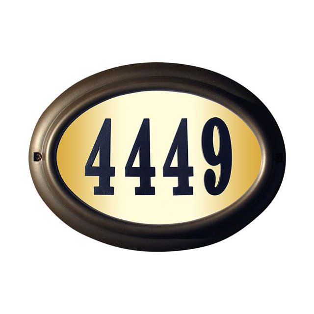 Plaque d'Adresse Ovale de 15 Po en Edgewood, Faites-le Vous-Même, Éclairée, Couleur Cadre Bronze Effet Huile