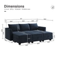 thumbnail image 3 of HONBAY Elegant Velvet Convertible Sleeper Sectional Sofa Bed with Storage, Navy Blue, 3 of 9