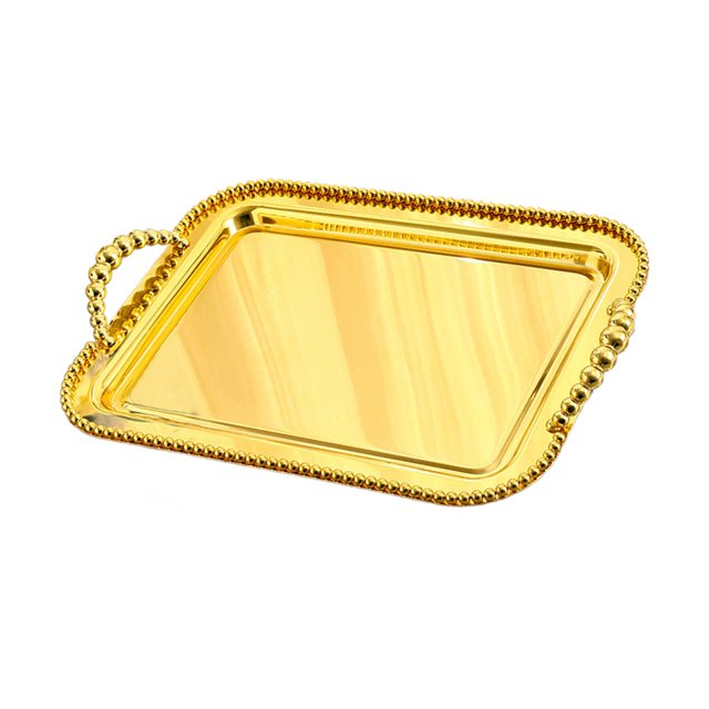 Serving Tray Dessert Tray Luxury Decorative Tray for Tea House Kitchen Parties gold