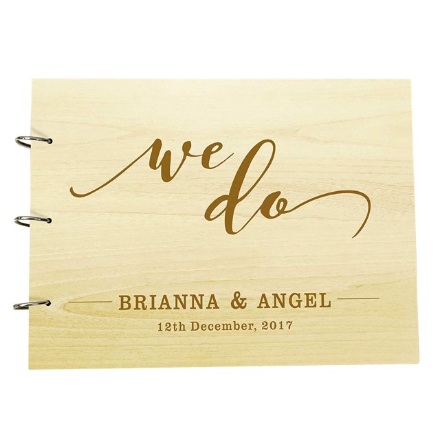 Rustic Wedding Wooden Engraved Bride & Groom Name Advice Book Personalized Guest Book