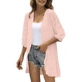 thumbnail image 1 of Pompotops Blouse Cardigan Décontractée à Manches Trois-Quarts Unie pour Femmes en Liquidation, 1 of 7