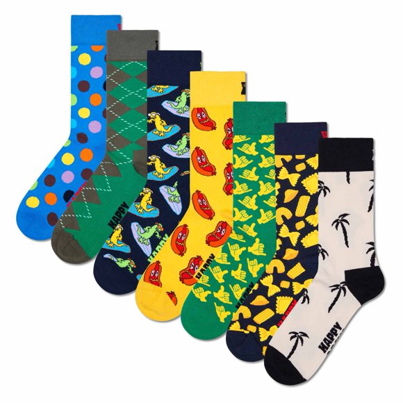 Happy Socks 7 pack unisex socks, gift box, mixed colours 7 Days 3 36-40 (UK 4-7)