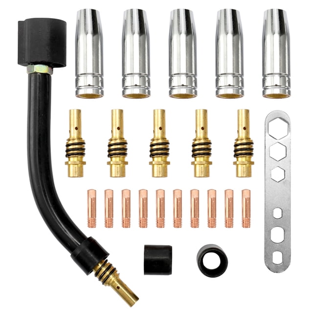Amdohai 24 Pcs/Ensemble Embouts de Tige de Liaison de Gobelet Bouclier d'Électrode Consommable Torch 15AK pour Col d'Oie Se Courbent pour Machine de Soudage MIG