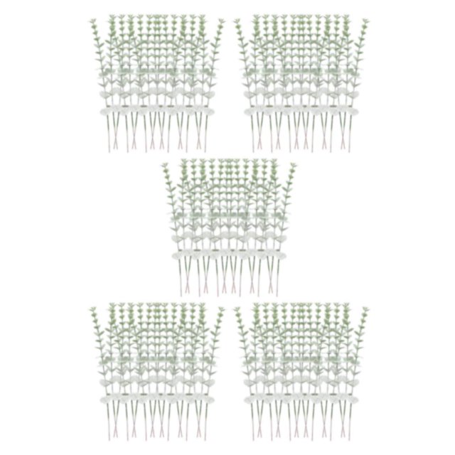 relayinert Lot de 12/lot Bouquet de Plantes Simulées à Bas Prix avec Fil de Fer à Haute Efficacité avec Plasticité Arbitraire Poudre Verte d'Eucalyptus 5 Pcs